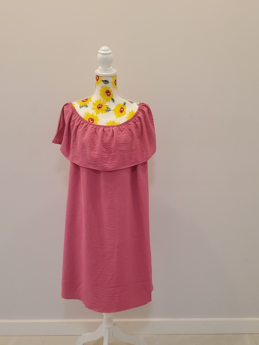 Pink Off-Shoulder Ruffle Women’s Cover Up